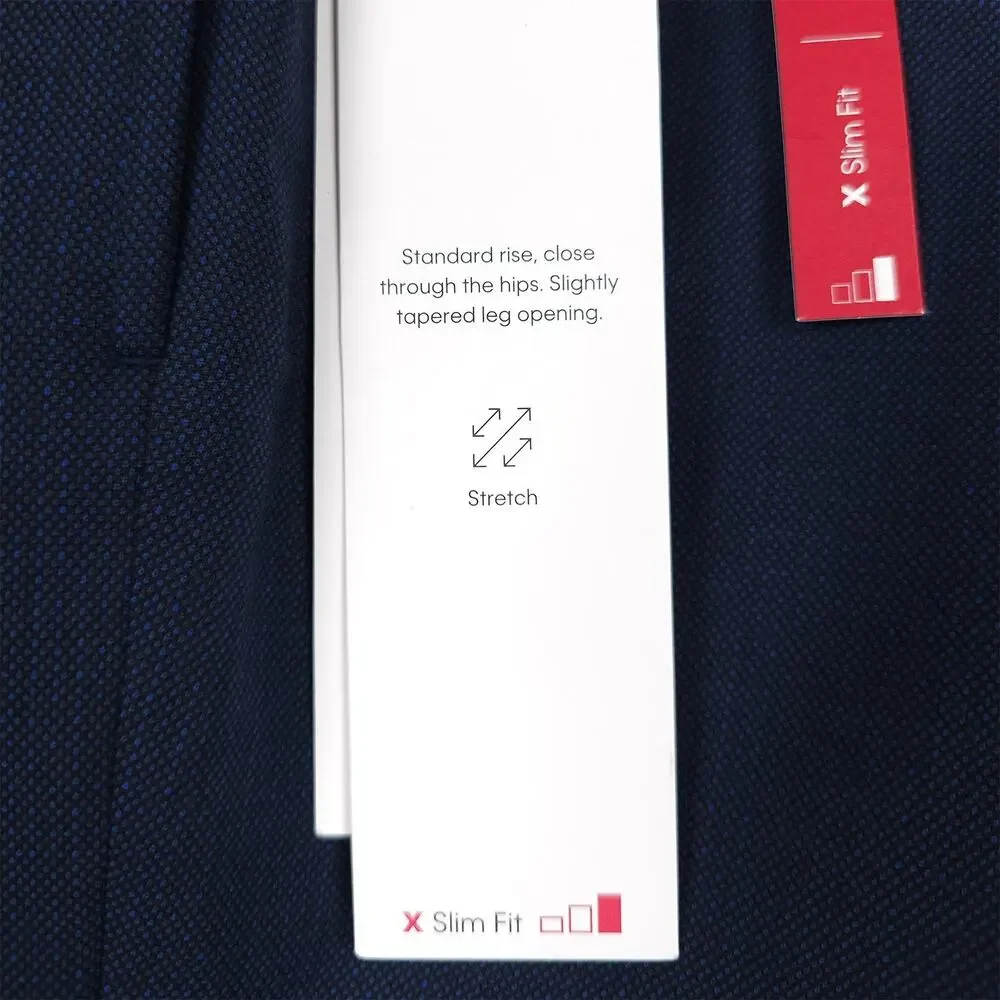 Calvin Klein Mens Slim Fit Suit Pants 32x30 Navy Blue Birdseye Wool Stretch NWT